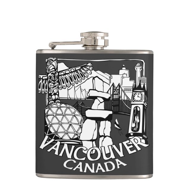 Cantil Vancouver Souvenir Flask Vancouver Landmark Gifts (Frente)
