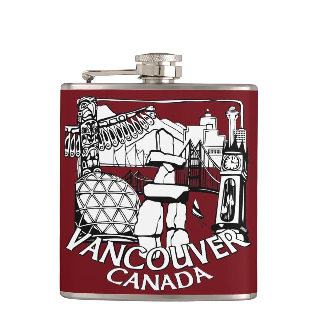 Cantil Vancouver Souvenir Flask Vancouver Landmark Gifts (Frente)