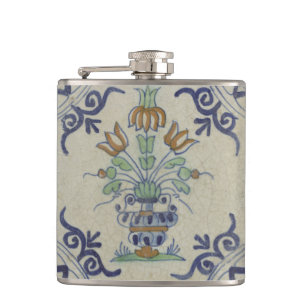 Cantil Vaso de Tulipa Holandesa em Azulejo Delft Antigo: 