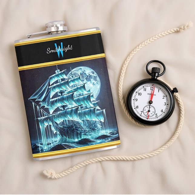 Cantil Velas Piratas Fantasmas De Navio Sob Lua Luminosa  (Criador carregado)