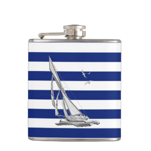 Cantil Veleiro do cromo em listras do marinho