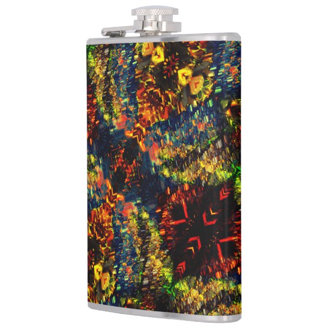 Cantil Verde Amarelo Vermelho no Papel Escuro Flor e Dest (Esquerda)