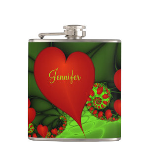 Cantil Verde limão Vermelho Abstrato Moderno Nome Fractal