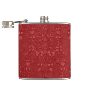Cantil Vermelho Escarlate Fundo Floral Damask Fancy