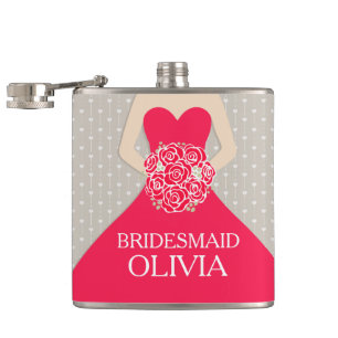 Cantil Vestido vermelho de Bridemaid chamado frasco