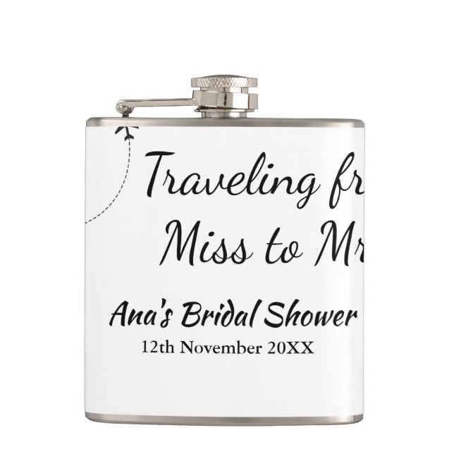 Cantil Viagem chá de panela adicione nome data miss à Sra (Frente)