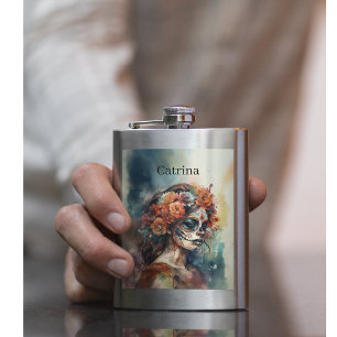 Cantil Vibrant Watercolor Dia de los Muertos Catrina