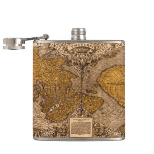 Cantil Vintage Antigo Mapa do Mundo Histórico-Buff