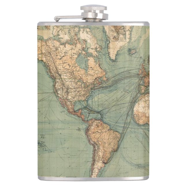 Cantil Vintage Antigo Mapa Mundial Antiquado (Frente)