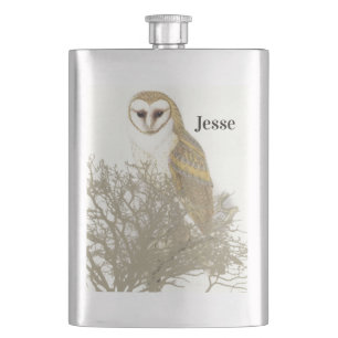 Cantil Vintage Barn Owl Painting Classic Flask