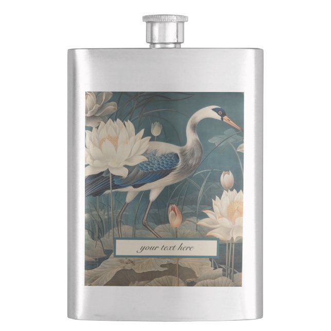 Cantil Vintage botanical blue crane personalizável (Frente)
