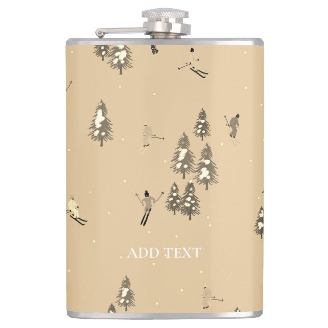 Cantil Vintage Brown Winter Skiers Esquiando padrão (Frente)