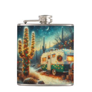 Cantil Vintage Camper Christmas em Desert Saguaro Cactus