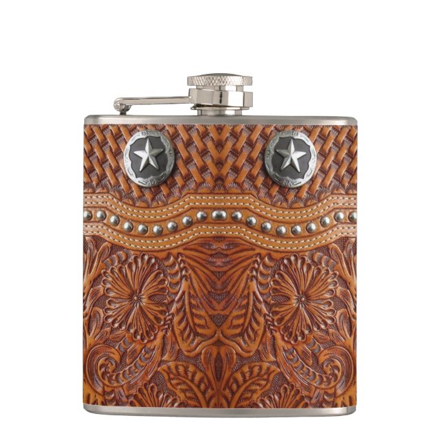 Cantil vintage de couro natural canelado (Frente)