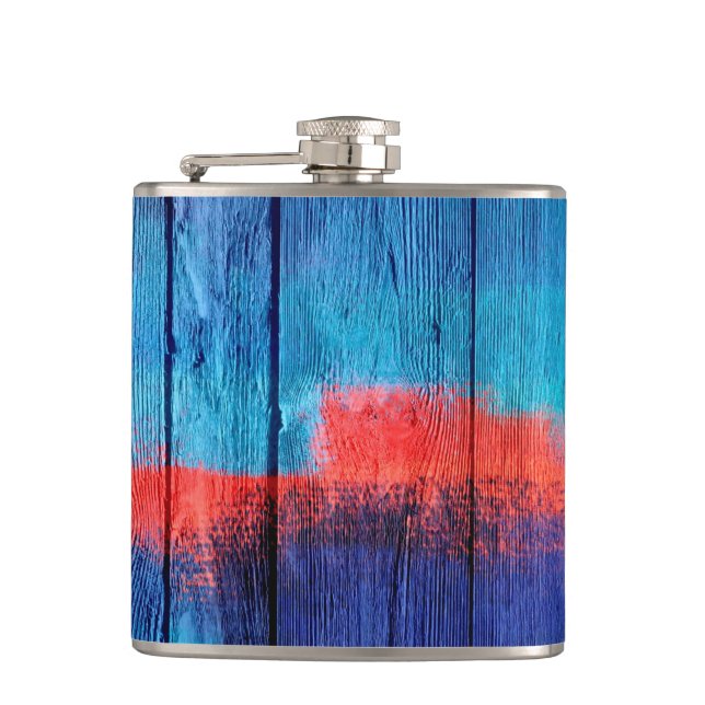 Cantil Vintage de madeira azul e vermelha (Frente)