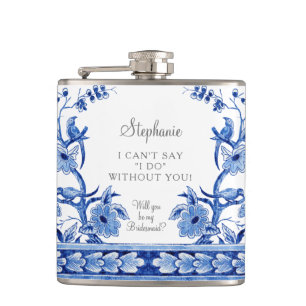 Cantil Vintage Floral Blue Chinoiserie Asian Bridesmaid