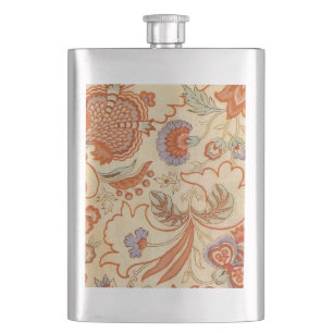 Cantil Vintage Floral Francês Chintz Antiquado Terracota