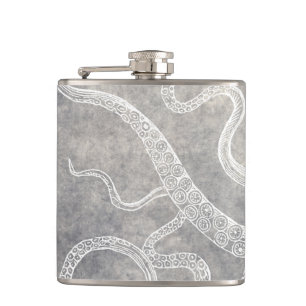 Cantil Vintage Octopus Silver Pewer Cinza Watercolor