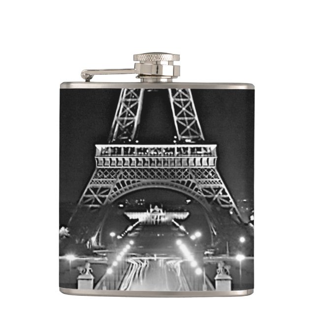 Cantil Vintage Paris Fontain Tower Eiffel night Flask (Frente)