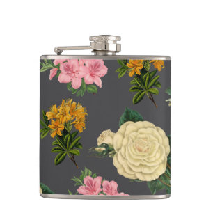Cantil Vintage Rosa Floral Moody Cinza Escuro Grande