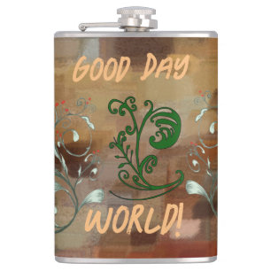 Cantil Vinyl Wrapped Flask "Good Day World"