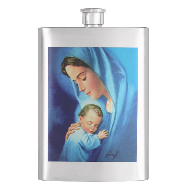 Cantil Virgem Abençoada Maria com Jesus Bebê (Frente)