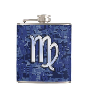 Cantil Virgo Zodiac Silver Sign on Marinho Blue Digital C