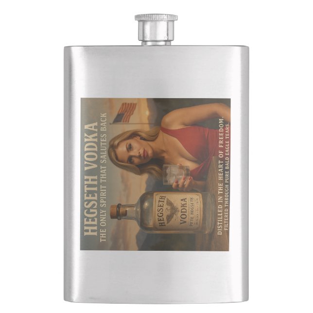 Cantil Vodka Hegseth — O Espírito que Responde Flask (Frente)