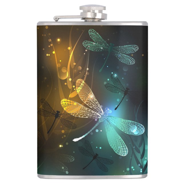 Cantil Voo luminoso verde de libélula (Frente)