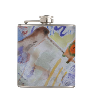 Cantil Watercolor Hummingbird Vinyl Wrapper Flask