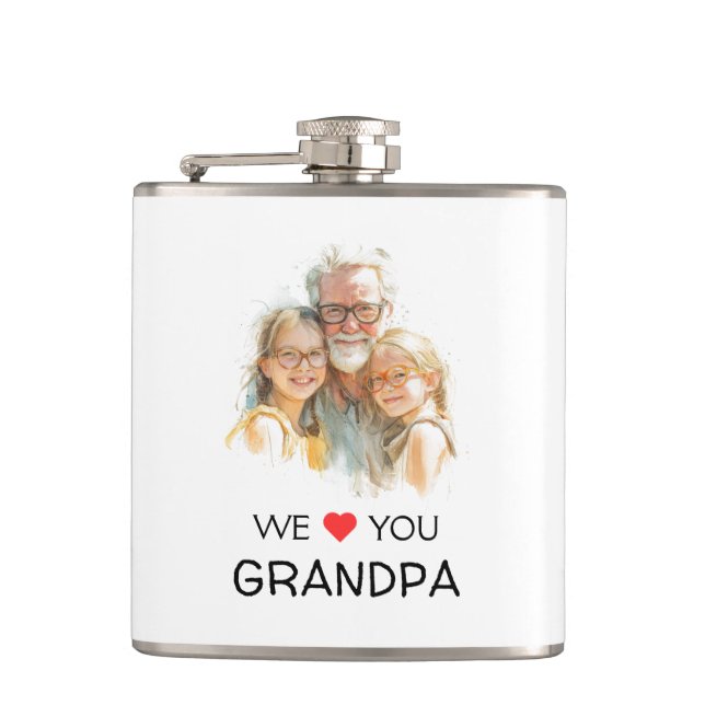 Cantil We Love You Grandpa Flask | Personalized Photo (Frente)