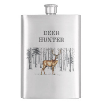 Cantil Whitetail Deer Em Forest Hunter Flask
