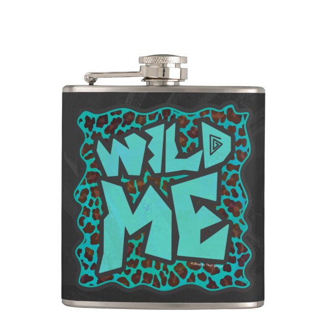 Cantil Wild Me Brown e Teal Leopard Design (Frente)