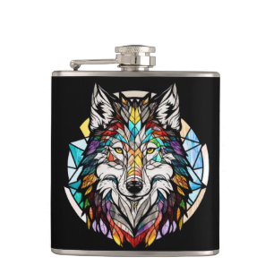 Cantil Wolf Animal Portrait Vidro Estido Floresta Selvage