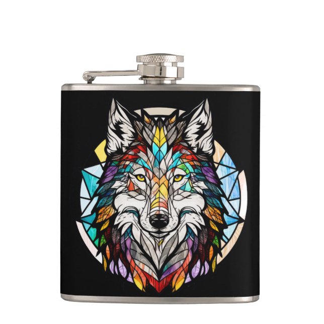 Cantil Wolf Animal Portrait Vidro Estido Floresta Selvage (Frente)