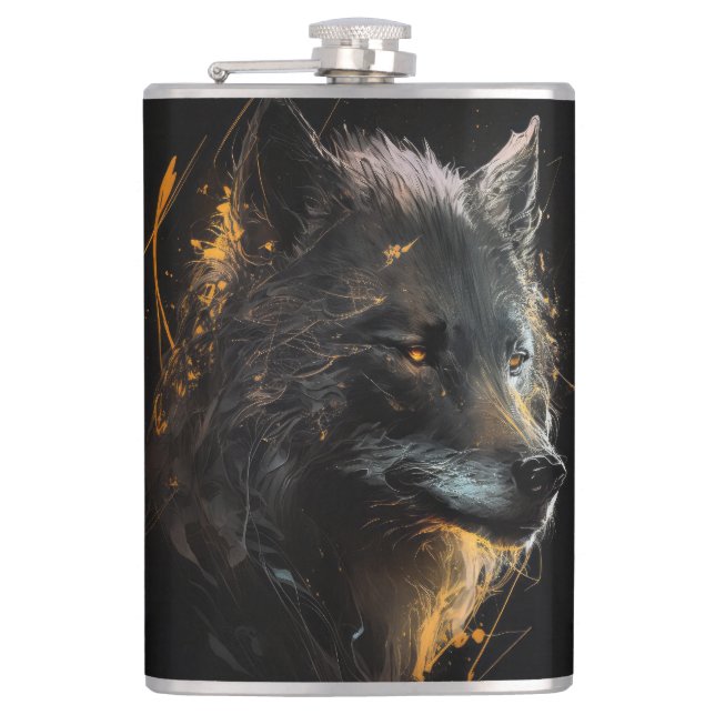 Cantil Wolf Portrait Animal Nature Wildlife Dark Painting (Frente)