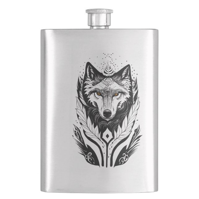 Cantil Wolf Wild Animal Nature Illustração Arte Tatuagem (Frente)