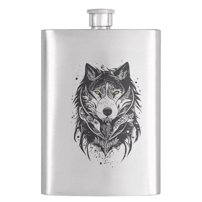 Cantil Wolf Wild Animal Nature Illustração Arte Tatuagem (Frente)