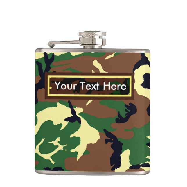 Cantil Woodland Militar dos EUA Camo 6 oz ou 8 oz Flask (Frente)