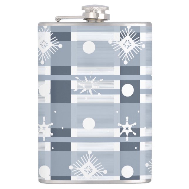 Cantil Xadrez de Natal Azul Flocos de Neve Térmico  (Frente)