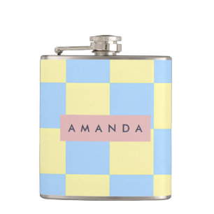 Cantil Xadrez Personalizado Amarelo Pastel e Azul