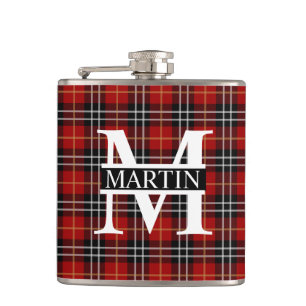 Cantil Xadrez Tarta Vermelho Preto e Branco Monogramado