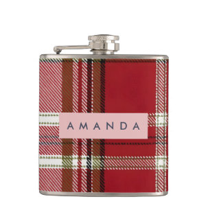 Cantil Xadrez Vermelho e Oliva Clássico Personalizado