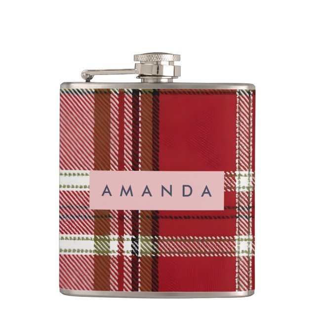 Cantil Xadrez Vermelho e Oliva Clássico Personalizado (Frente)