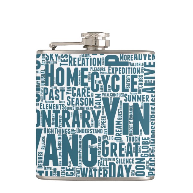 Cantil Yin Yan Nuage de Mots Texte Motif Interconnect (Frente)