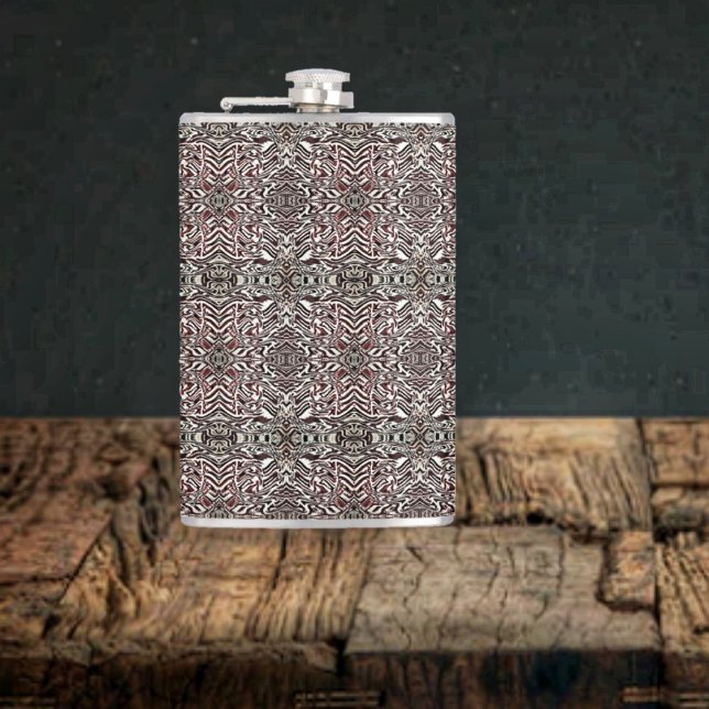Cantil Zebra Brown (This Zebra Brown Hip Flask has a Mediterranean look to its complex design!)