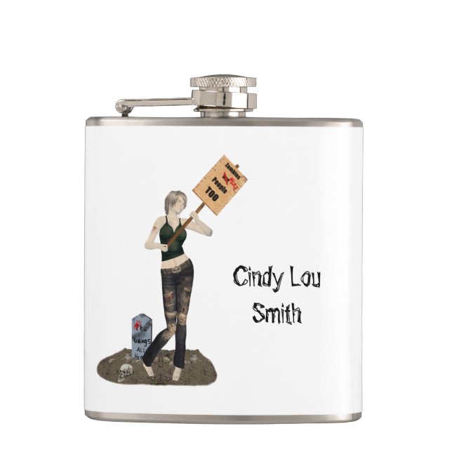 Cantil Zombie Pin Up Girl Protest II Bebe Flask (Frente)