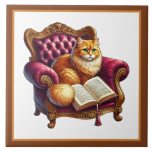 Cantinho de leitura de gato fofo biblioteca amante