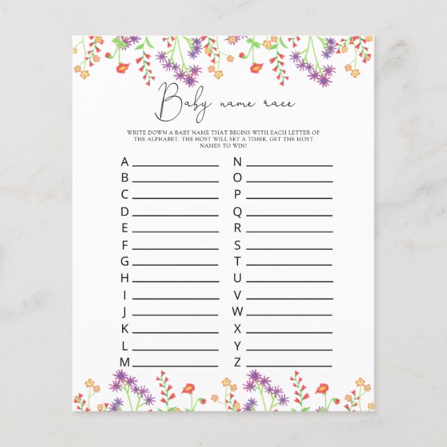 Cantinhos selvagens Jogo de raça do nome do bebê (Frente)