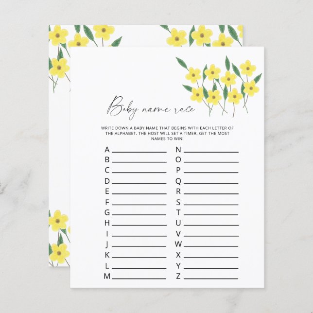 Cantinhos selvagens Jogo de raça do nome do bebê (Frente/Verso)